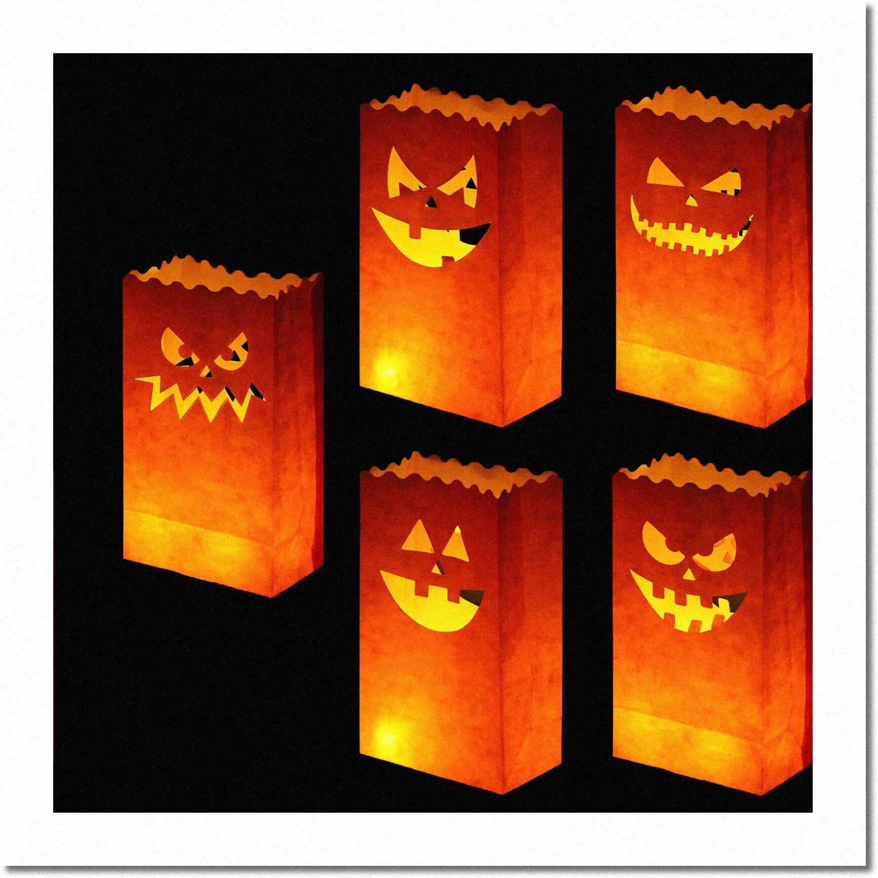 Glowing Pumpkin Party Pack 50 Flame Resistant Luminary Bags & Jacko