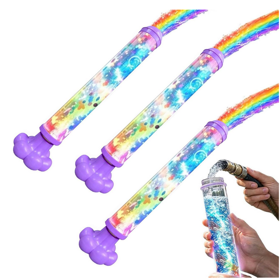Glowing Rainbow LED Squirt Water Blaster Toy, Firework Spray, Outdoor Water Games, 3 Pack