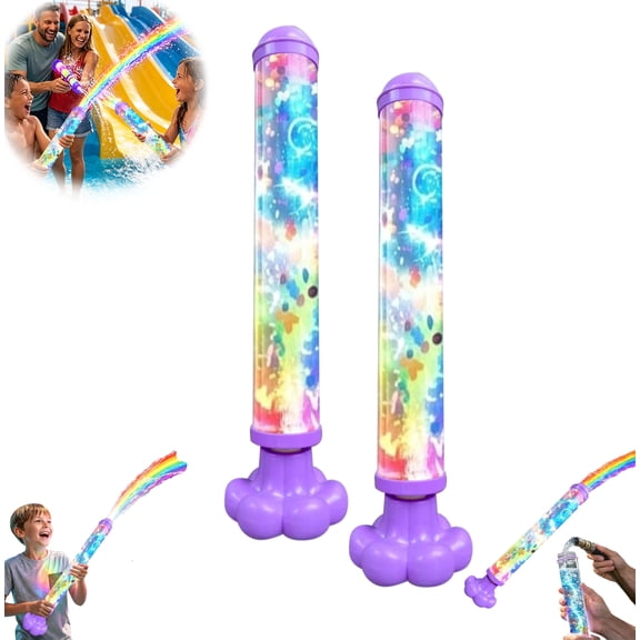 Glowing Rainbow LED Water Blaster, Colorful Water Guns for Waterpark Essentials, Summer Fun Magic Outdoor Games for Adults and Family