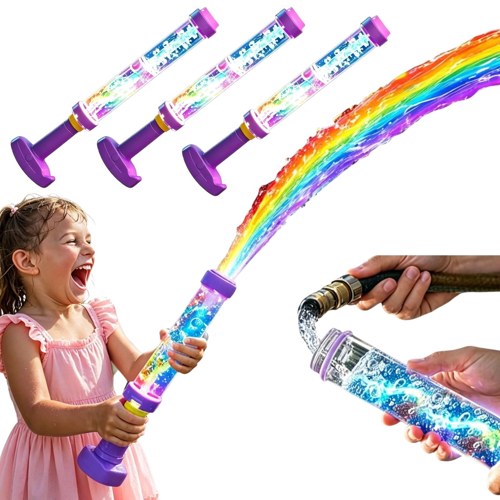 Glowing Rainbow LED Water Blaster, Glowing Rainbow Water Blaster, Summer Fun that Pops Like Magic, Suitable for Pool Parties and Outdoor Activities
