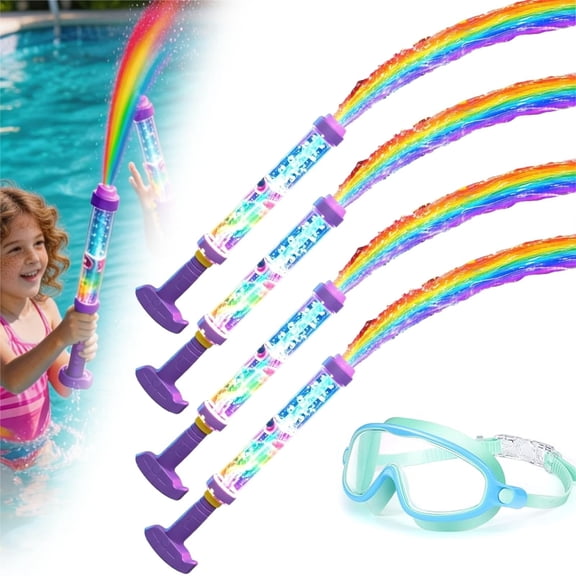 Glowing Rainbow LED Water Blaster, Pull-Push Firework Water for Summer Pool Party, Beach, Backyard and Outdoor Games