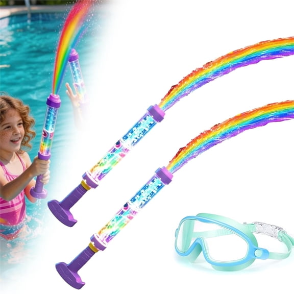 Glowing Rainbow LED Water Blaster, Pull-Push Firework Water for Summer Pool Party, Beach, Backyard and Outdoor Games