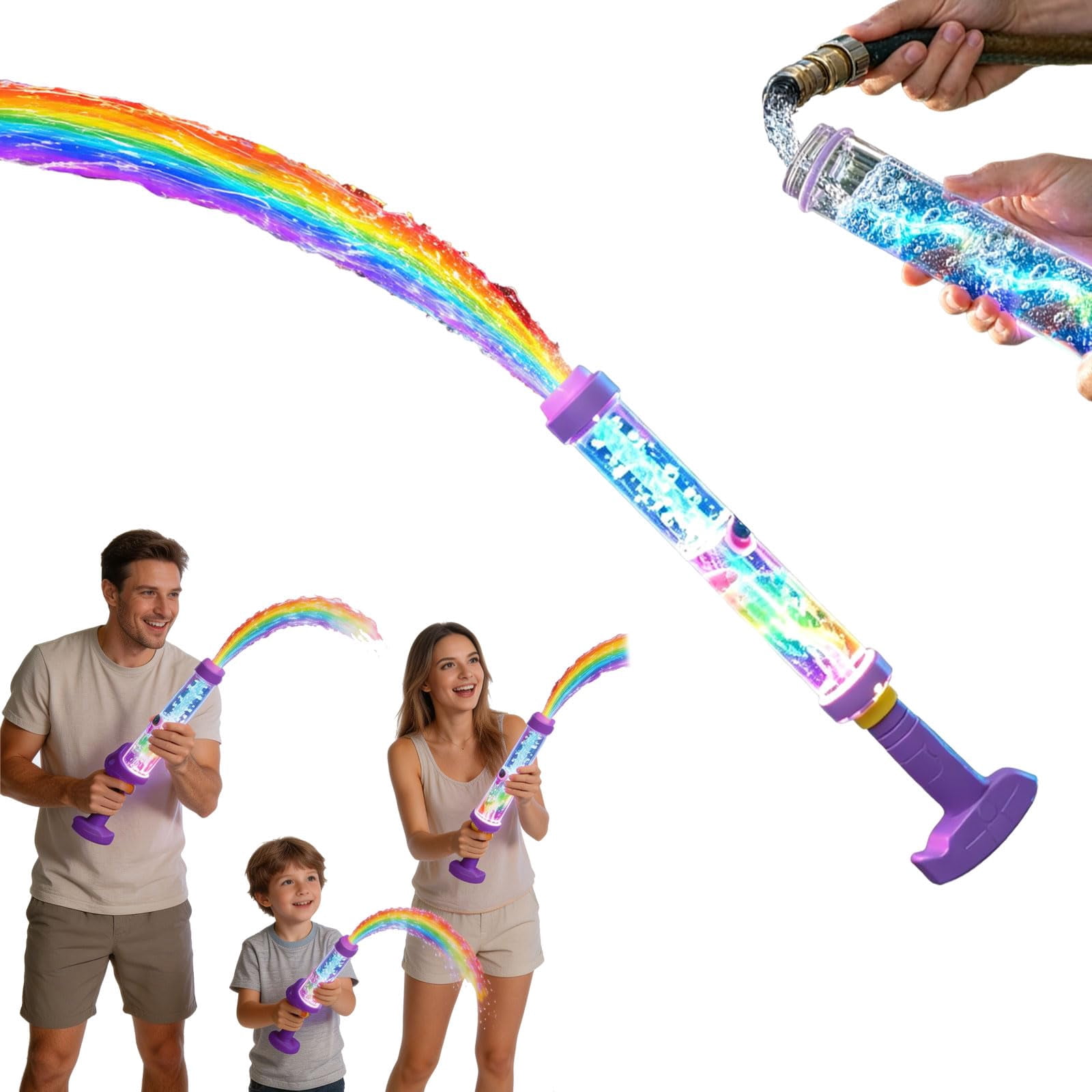 Glowing Rainbow LED Water Blaster – Summer Fun That Pops Like Magic, Rechargeable Water Gun with Colorful LED Spray, for Pool, Beach, Backyard Battles
