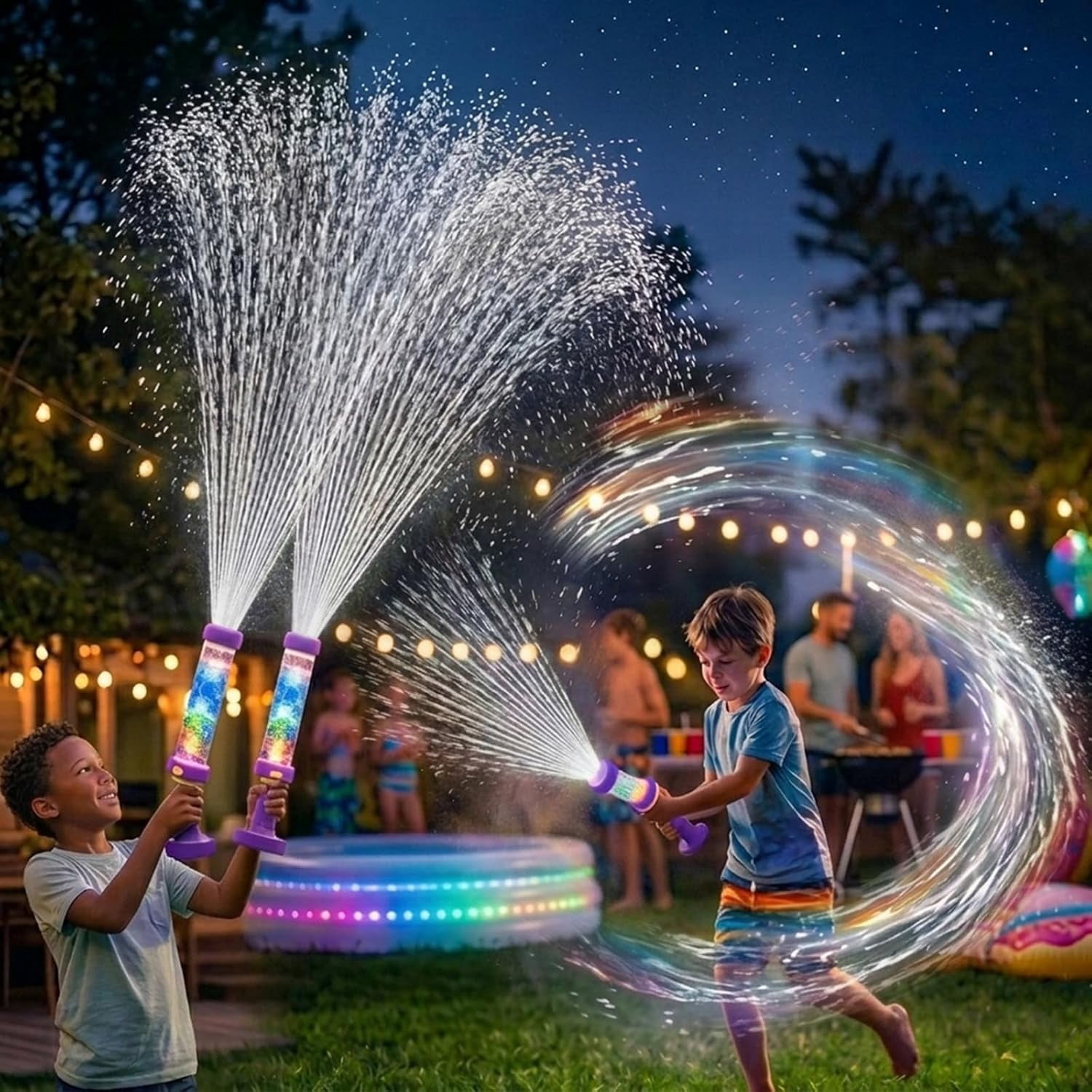 Glowing Rainbow LED Water Blaster, Summer Fun that Pops Like Magic, Creativity Squirt Water Blaster Guns, Fireworks Water Gun for Pool Party