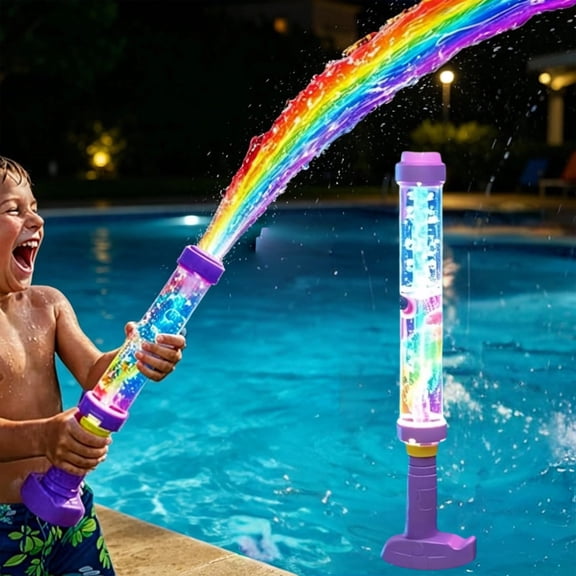 Glowing Rainbow LED Water Blaster | Summer Fun that Pops Like Magic! Glowing Rainbow Water Blaster, Glow LED Wate𝐫 Blaster, High Pressure Pull-Out