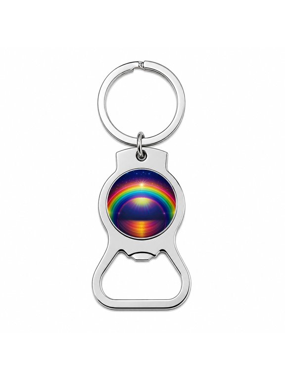 Glowing Rainbow Portable Bottle Opener Metal Keychain