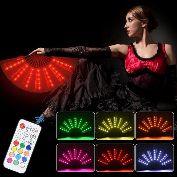 Glowing Rave Party Props LED Fan Light Up Hand Fan Stage Performance Show Glowing Light Up Birthday Party Gift Wedding Home Decor Night Club Fluorescent Props Fan