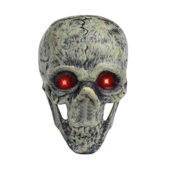 Glowing Red Eyes LED Skull Decor Realistic Resin Skull Statue Ornament for Halloween Party Desktop Indoor 7.5x6.3x5.5 In 1 Count