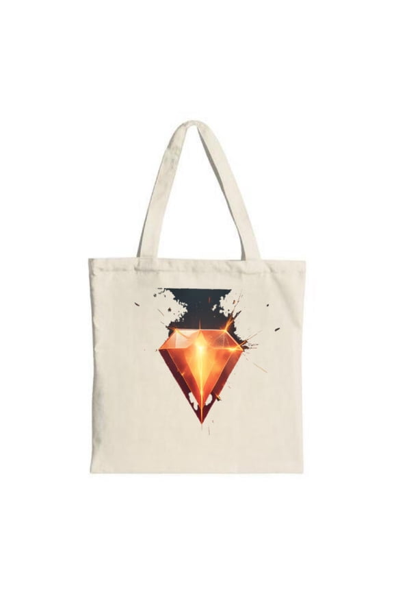 Glowing Red Gemstone Tote Bag - Magical Radiant Design on Canvas Perfect for Shopping Travel & Parties Stylish & Reusable