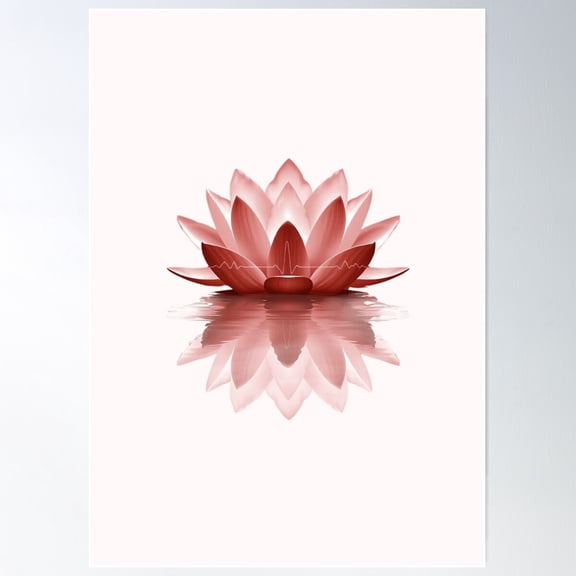 Glowing Red Lotus – Spiritual Serenity Art Poster Wall Art, Modern Wall Decor For Living Room Bedroom, 8x12 UNFRAMED