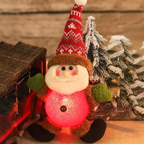 Glowing Santa Claus Doll - LED Light-Up Christmas Decor with Soft Plush Fabric, Holiday Party Decorations, Gift for Kids & Adults, Battery Operated Tabletop Decor
