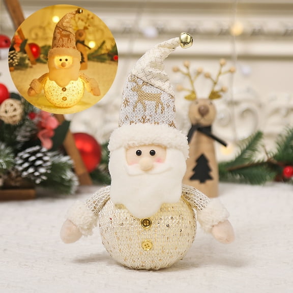 Glowing Santa Snowman Fabric Doll, Light Up Christmas Table Decor, Soft Plush Toy for Holiday, Gift, Party Decoration