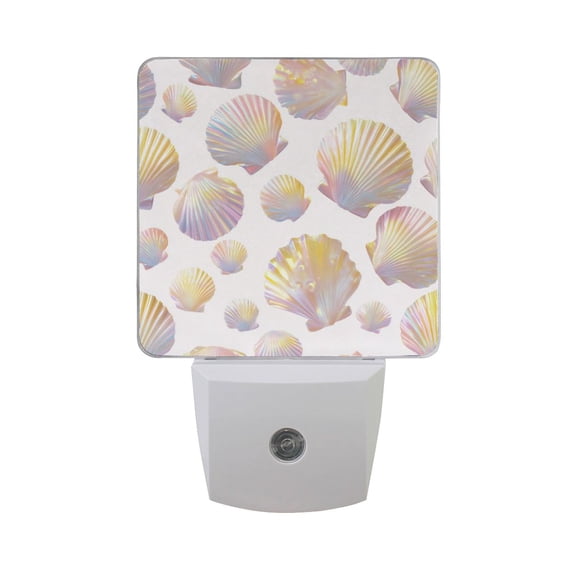 Glowing Shells LED Night Light Sensor Lamp Plug-in Adjustable Brightness 2 Pack