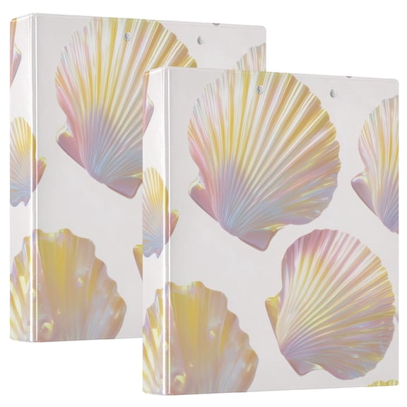 Glowing Shells Round Ring Binder 3 Rings 1.5" Capacity File Storage for A4 Size 1 Pack