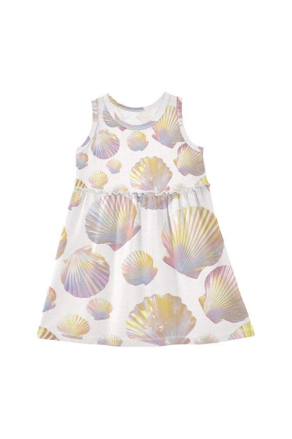 Glowing Shells Sleeveless Dress A-Line One-Piece Dress Quick Dry 3T