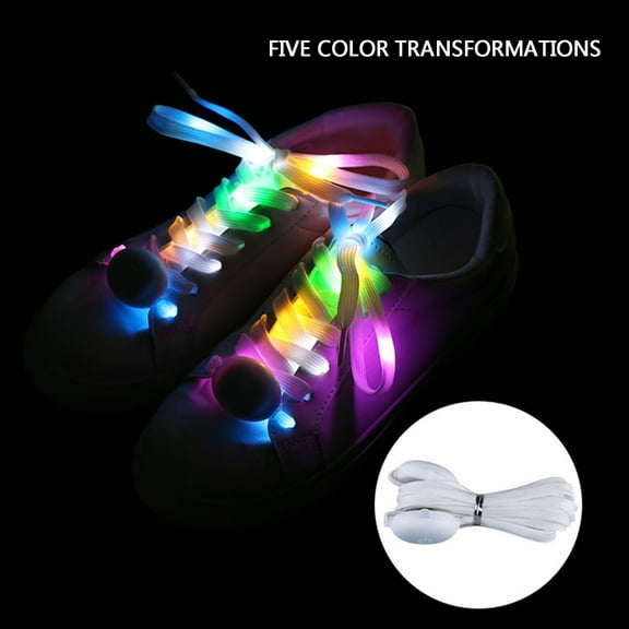 Glowing Shoelaces, LED Colorful Luminous Shoelaces, Eighth Generation Fluorescent Woven Night Running Sports Multi-color Shoelaces with 3 Light Modes