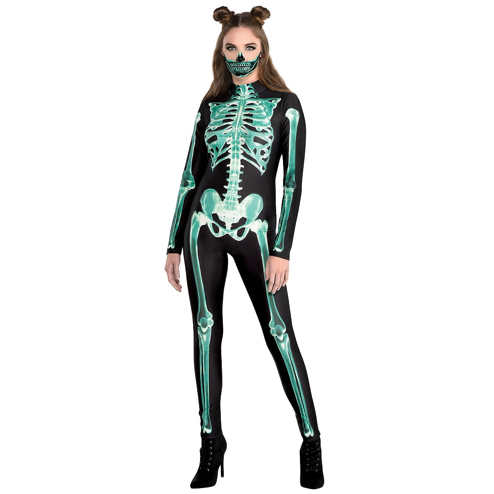 Skeleton Glow Catsuit Costume For Women Large/ XLarge Spooky Chic