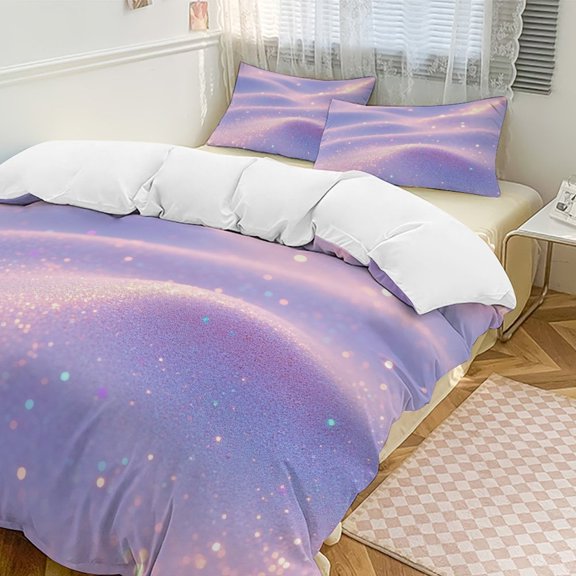 Glowing Sparkle Sand Dunes Duvet Cover Set Themed Multicolor Polyester Bedding Set for Bedroom Decoration