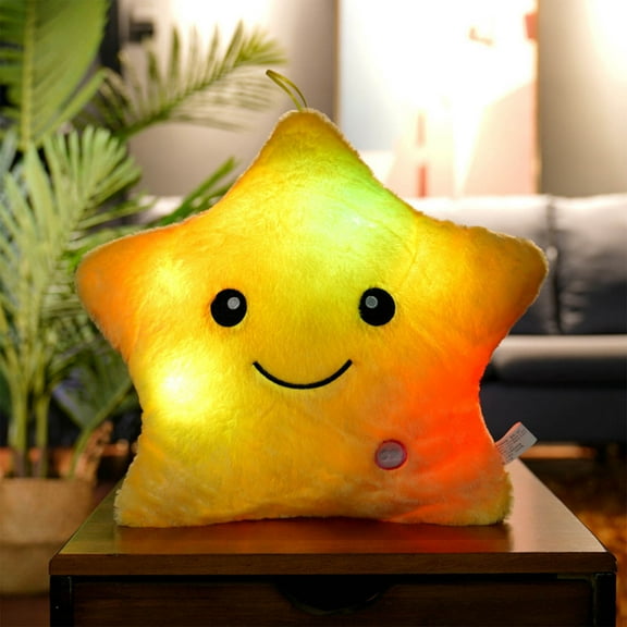 Glowing Star Pillow, Colorful Soft Plush Pillow Doll, Light Up LED Star Pillow Night Light, Comfortable Cute Throw Pillow Decoration, Pretty Funny Stuffed Animal Star Pillow Gift, 22cm