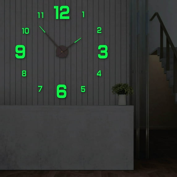 Glowing Sticker Wall Clock, Qiopertar Under $5 Luminous Wall Clock Stickers, DIY Glowing Frameless Hanging Watches, DIY Sticker Wall Clocks For Kitchen, Bathroom, Home Decoration , Digital Luminous