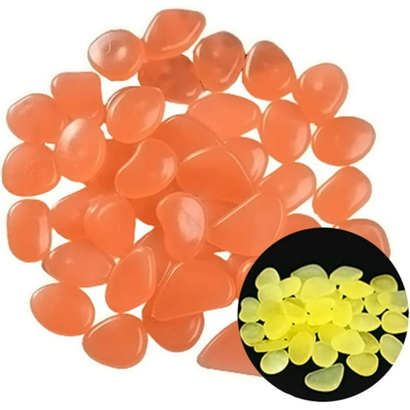 Glowing Stone Orange, Decorative Glow-in-the-Dark Stones, Indoor/Outdoor Garden, Lawn, Aquarium, Walkway (400PCS)