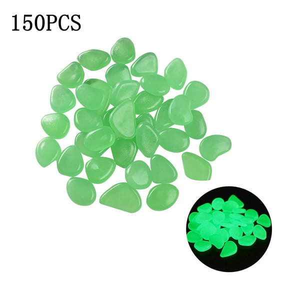 Glowing Stones (150Pcs) Teal - Garden Pebbles Glow Stones Rocks Luminous Pebbles for Walkways Outdoor Decor