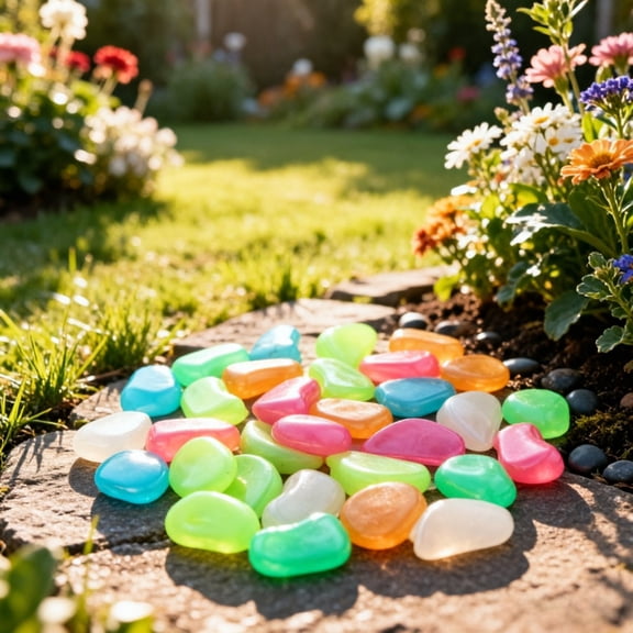 Glowing Stones for Outdoors Solar Pebbles Light Up Night Garden Colorful Glow Stones for Tanks and Water and Terrain Safe Decorative Outdoor Stones 200PCS, 50 PCS, Multicolor