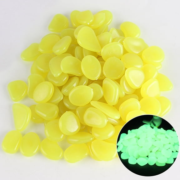 Glowing Stones for Garden and Outdoor – Non Radioactive Resin Pebbles for Fish Tank Decorative Pebble Rocks for 10PCS, 10 Piece, Yellow