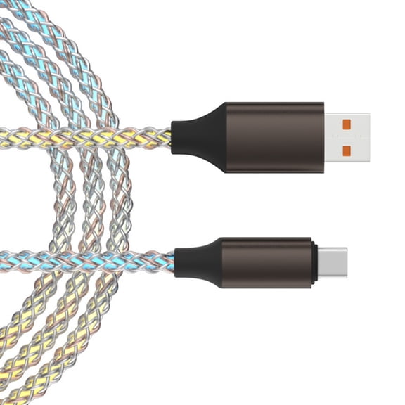 Glowing Type-C 66W SuperFasts Charging Cable, TangleFree Braided Design for Mobile Electronics & Tablets