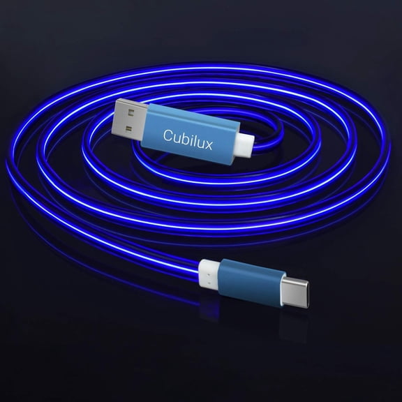 Glowing USB C Fast Charging Cable, 2FT Light Up Type C Car Charger Cord, for Samsung Galaxy S24/S23/S22, Note 20/10, Google Pixel 9/8/7/6, iPad Pro/Air/Mini, Moto