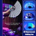 thumbnail image 1 of Glowing UV Large Folding Hand Fan Perfect For EDM Festivals Clubs, 1 of 8