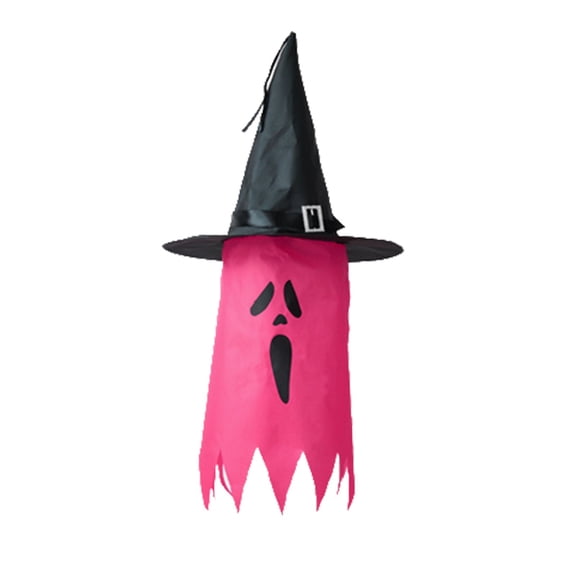 Glowing Witch Hat Halloween Decor - 42 Inch LED Hanging Ghost Hat - Outdoor/Indoor Halloween Lights for Party, Yard & Garden