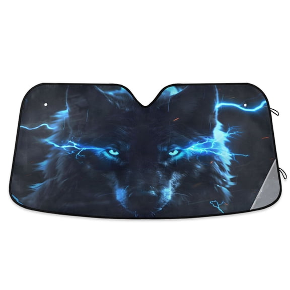 Glowing Wolf Car Windshield Sun Shade Foldable Car Front Window Visor Heat and UV Protection 55x27.6
