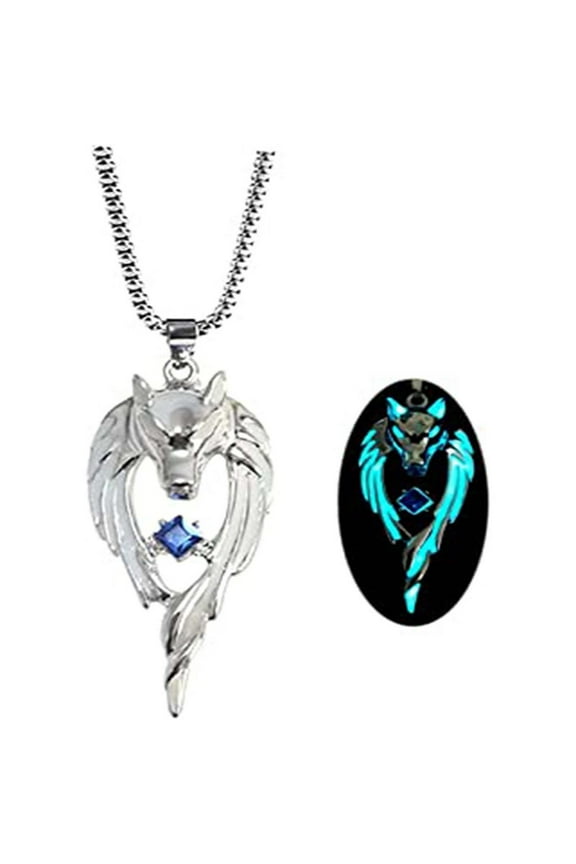 Glowing Wolf Necklace under 5! CQCYD Glowing Wolf Necklace, Retro Hip-Hop Street Style Luminous Pendant for Men, Nightlight Wolf Head Design for Outdoor Party