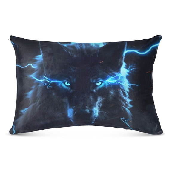 Glowing Wolf Plush Pillow Cases Queen Size Ultra Soft Warm Pillowcases with Zipper 20"x30"
