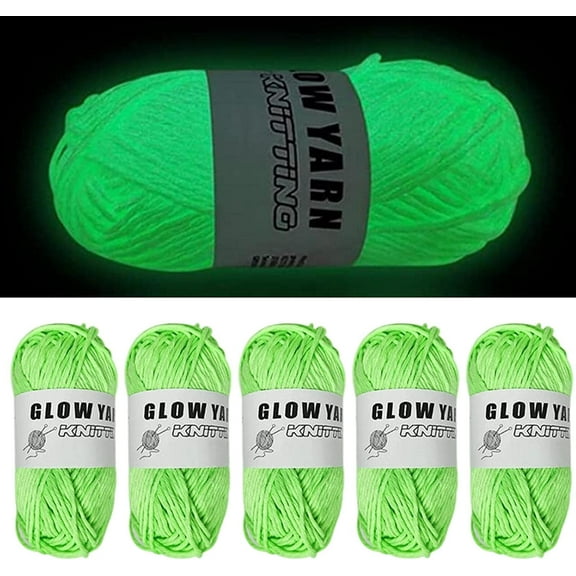 Glowing Yarn, DIY Glow in The Dark Yarn - 5 Rolls DIY Glow Yarn, Glow in The Dark Yarn for Crochet, Glow Yarn for Knitting, Crocheting, Crafts Sewing Beginners (0#)