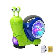 Glowing and Music Playing Crawling Snail with Colorful LED Lights, 2026 New Auto Moving Interactive Snail Play Dancing Musical Brown Green