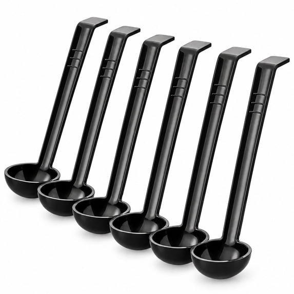 Pvc 2 Inch Solid Glownary 0.75 oz Black Polycarbonate Serving Ladle, Solid Round Bowl, 8 ...