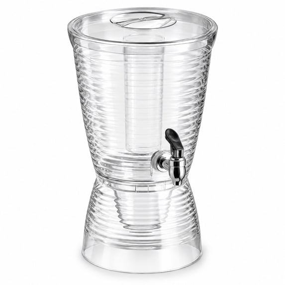 Glownary 1.5 Gallon Clear Acrylic Beverage Dispenser with Ice Chamber ...