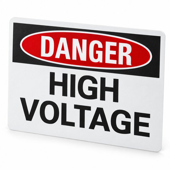 Glownary 10 x 7 Inch Adhesive Vinyl Danger High Voltage Label, Non-Reflective, Black Red White, Rectangular, 4 Mil Thick, Indoor Outdoor