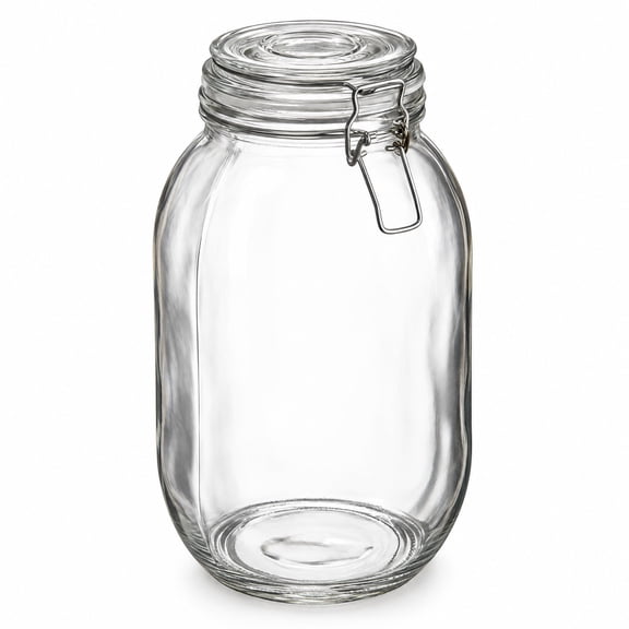 Glownary 105 oz Clear Glass Storage Jar with Hinge Lid, Round Apothecary Style, Dishwasher Safe