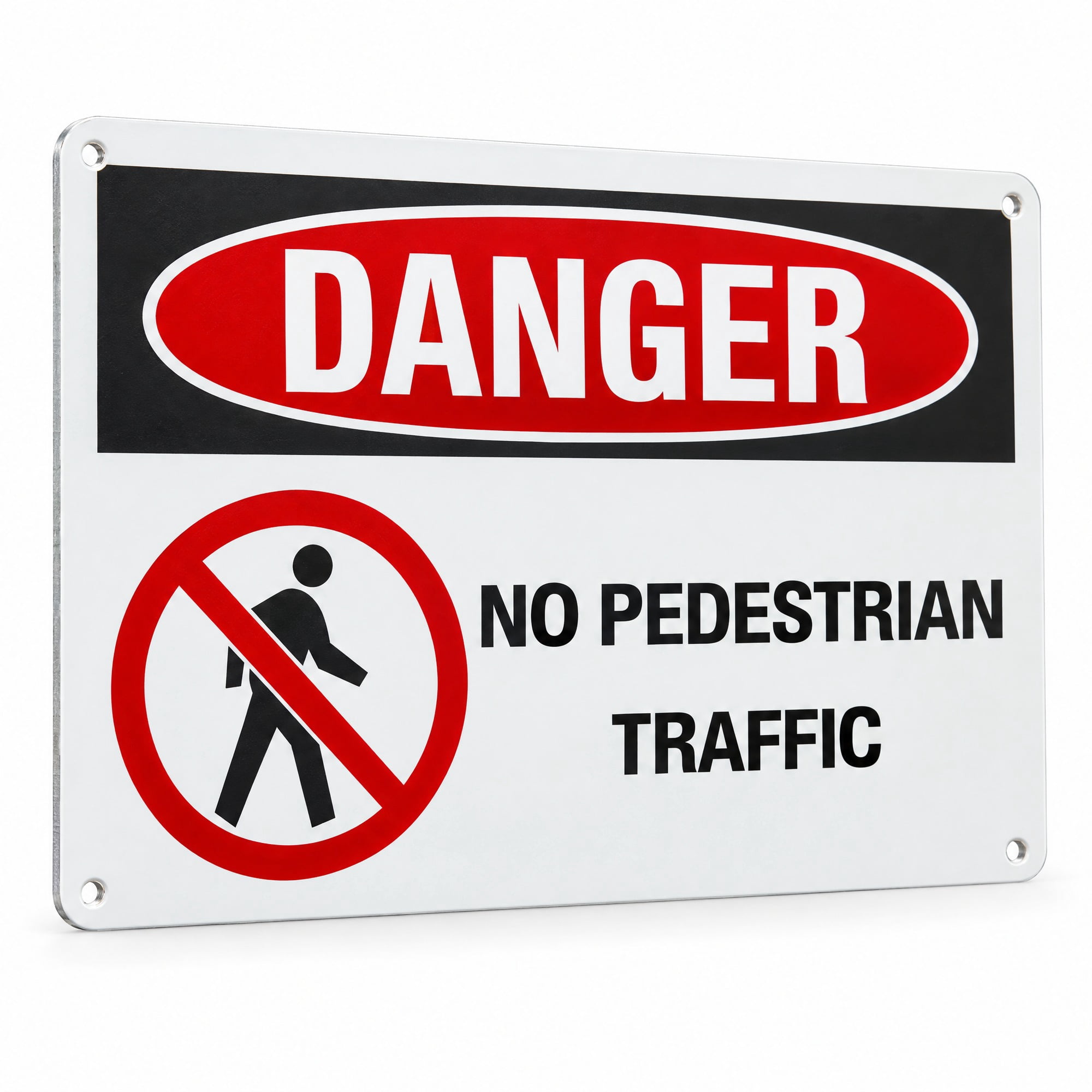 Glownary 14 x 10 Inch Aluminum Safety Sign, Danger No Pedestrian ...
