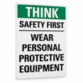 Glownary 14 x 10 Inch Non-Reflective Aluminum Think Safety First Wear ...