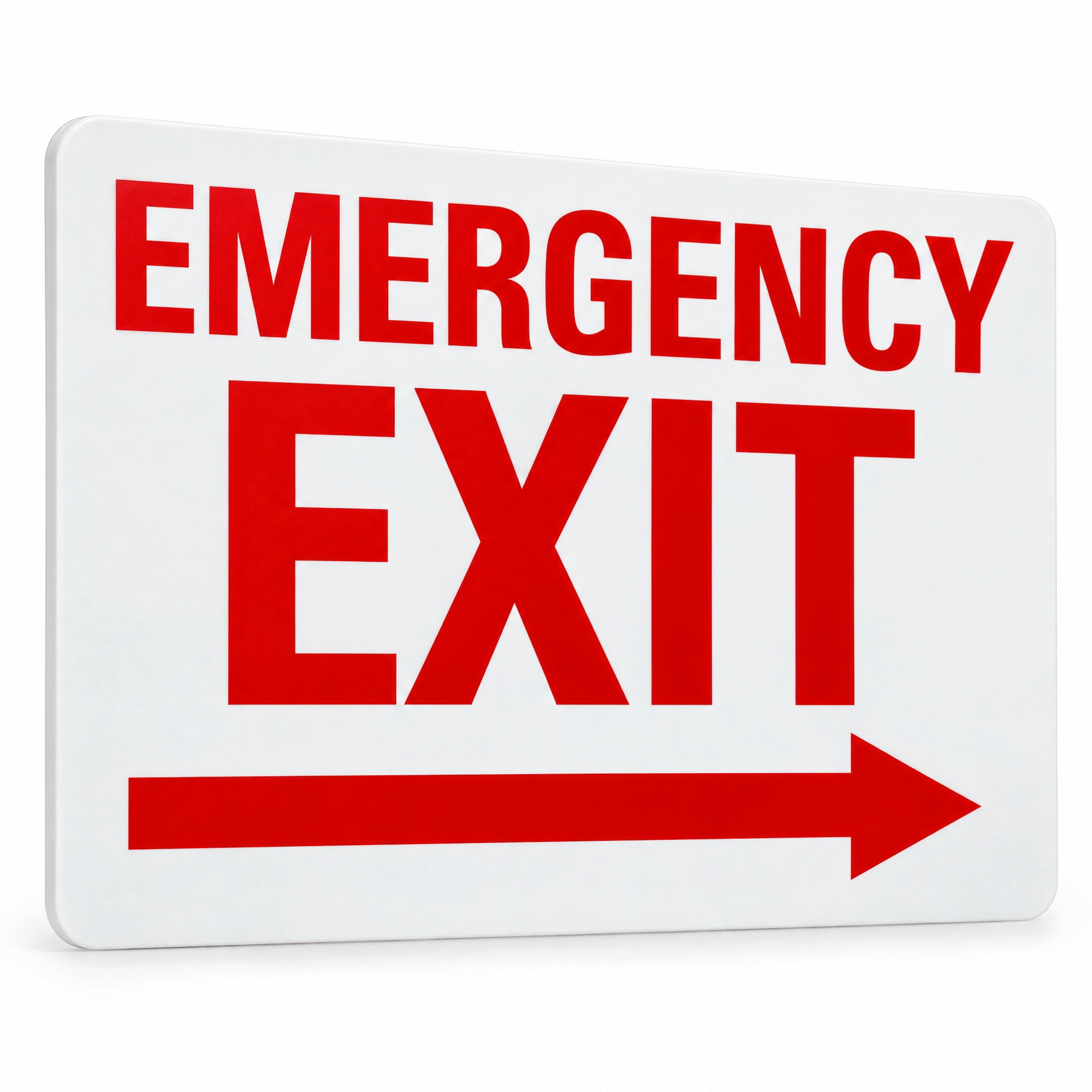 Glownary 14 x 10 Inch White Non-Reflective Plastic Emergency Exit Sign ...
