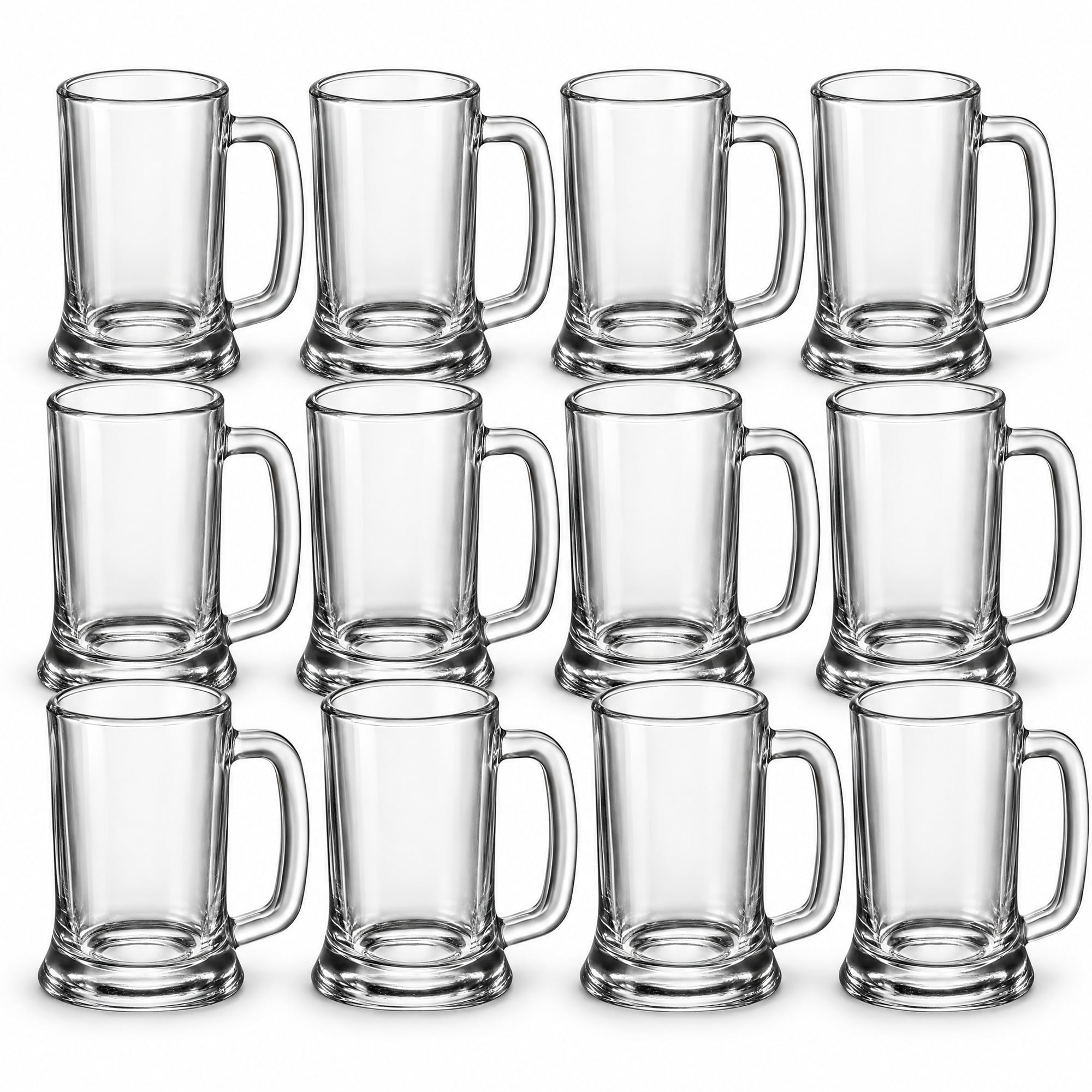 Glownary 16 oz Clear Glass Beer Mug with Handle, Dishwasher Safe, Round ...