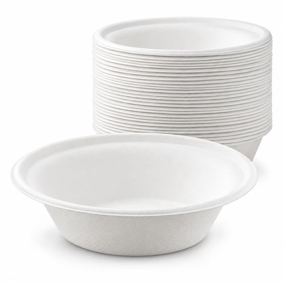 Material Count App Glownary 16 oz White Bowl, Round, Molded Fiber, Plant Fiber ...