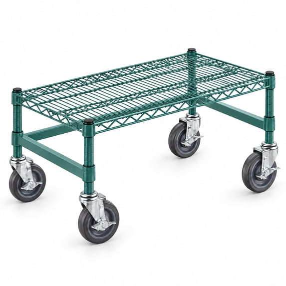 Glownary 18 x 36 x 14 Inch NSF Green Epoxy Mobile Dunnage Rack Kit with ...