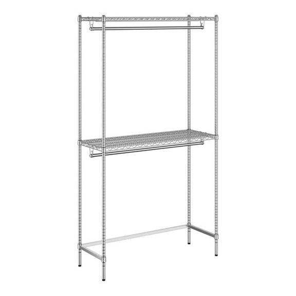 Glownary 18" x 48" x 86" NSF Chrome Double Hang Garment Rack Kit