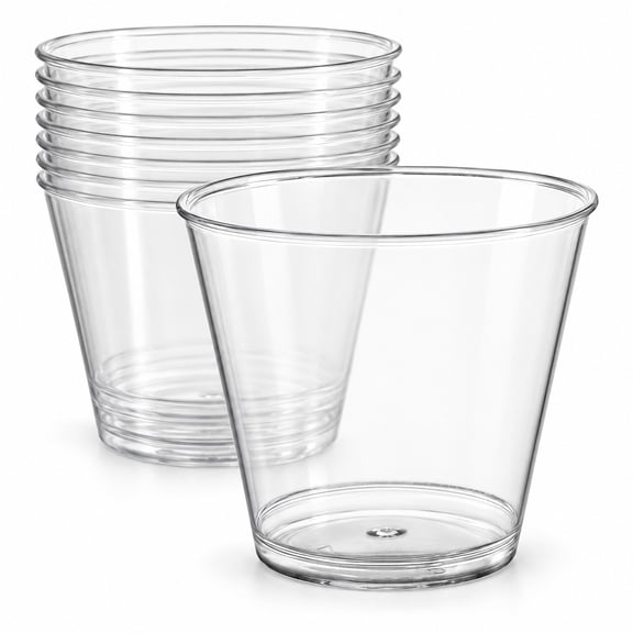 Glownary 2 oz Clear Plastic Shot Glass, Round, Stemless, 1-Piece, 2,500 Count