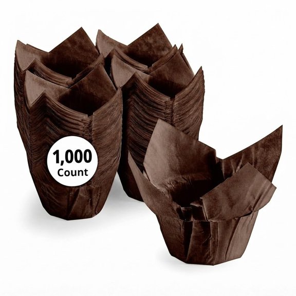 Glownary 2" x 3 1/4" Chocolate Brown Large High Crown Muffin Wrap, Pack of 1000
